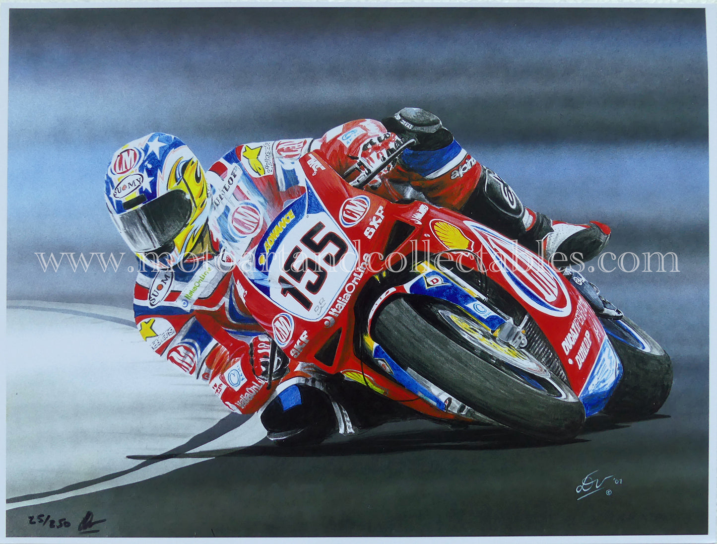 Ben Bostrom #155 Ducati 996R 2001 – Kunstwerk von Diederick De Vries