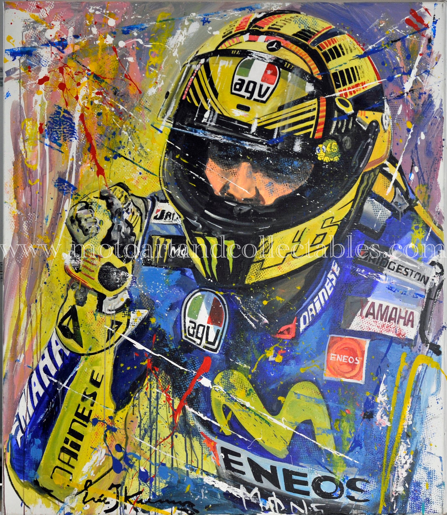 Valentino Rossi - 2015 victory GP of Qatar - Original painting Eric Jan Kremer