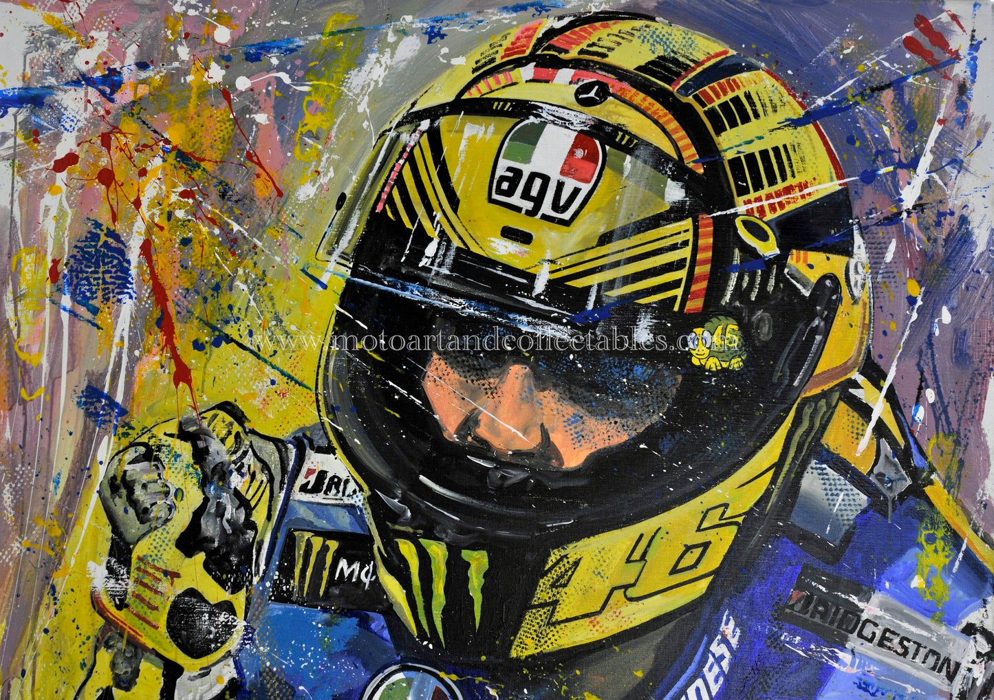 Valentino Rossi - 2015 victory GP of Qatar - Original painting Eric Jan Kremer