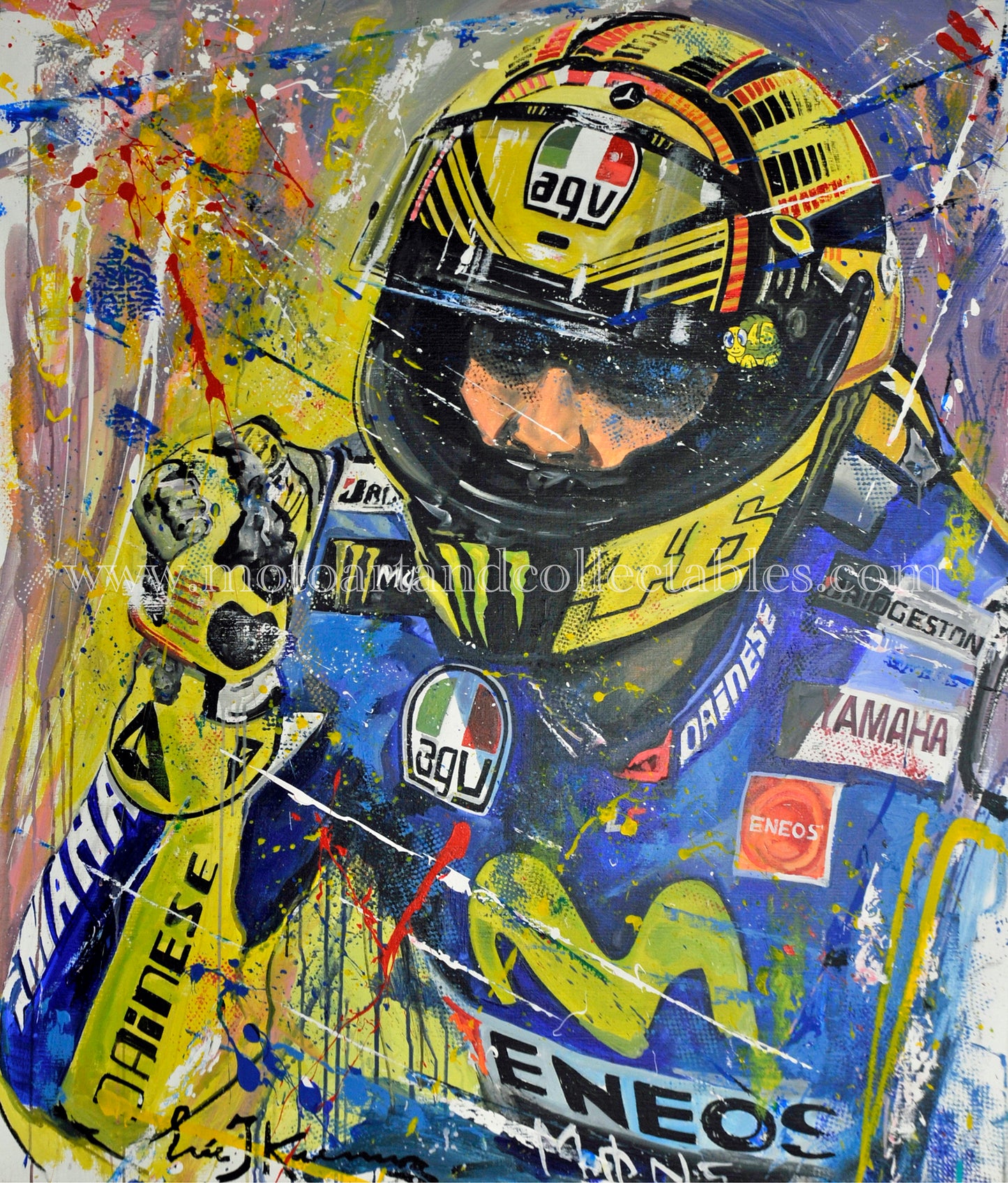 Valentino Rossi - 2015 victory GP of Qatar - Original painting Eric Jan Kremer