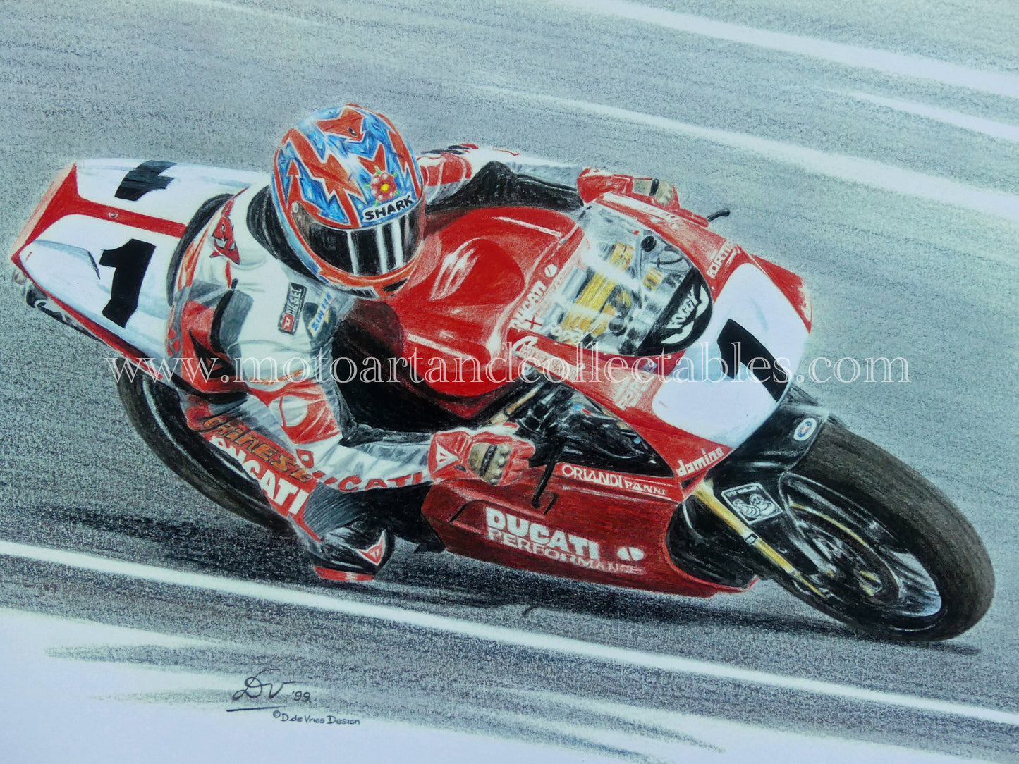 Carl Fogarty #1 Ducati 996 - Artwork by Diederick De Vries