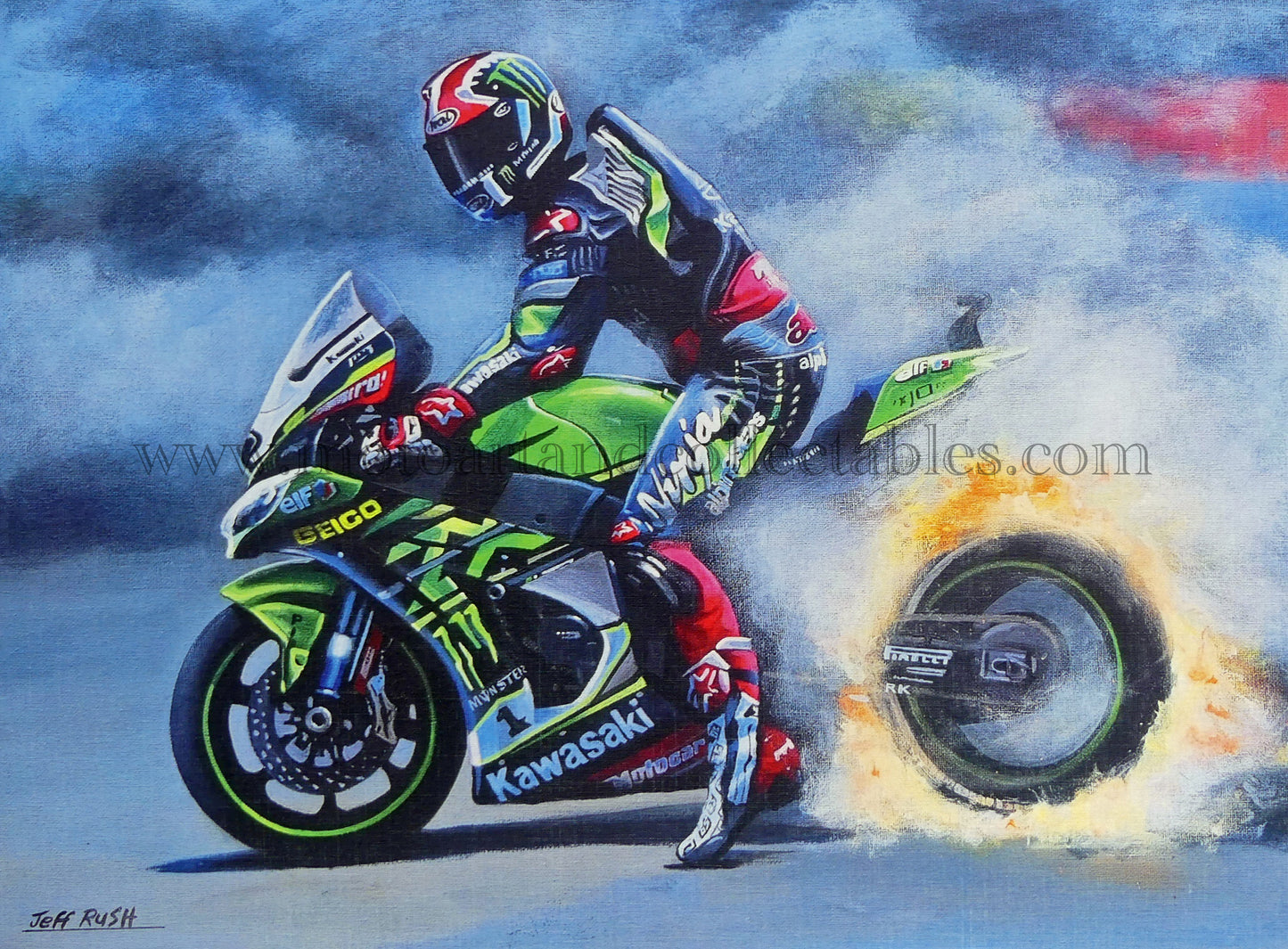 Jonathan Rea "Burning rubber" by Jeff Rush