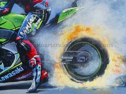 Jonathan Rea "Burning rubber" by Jeff Rush