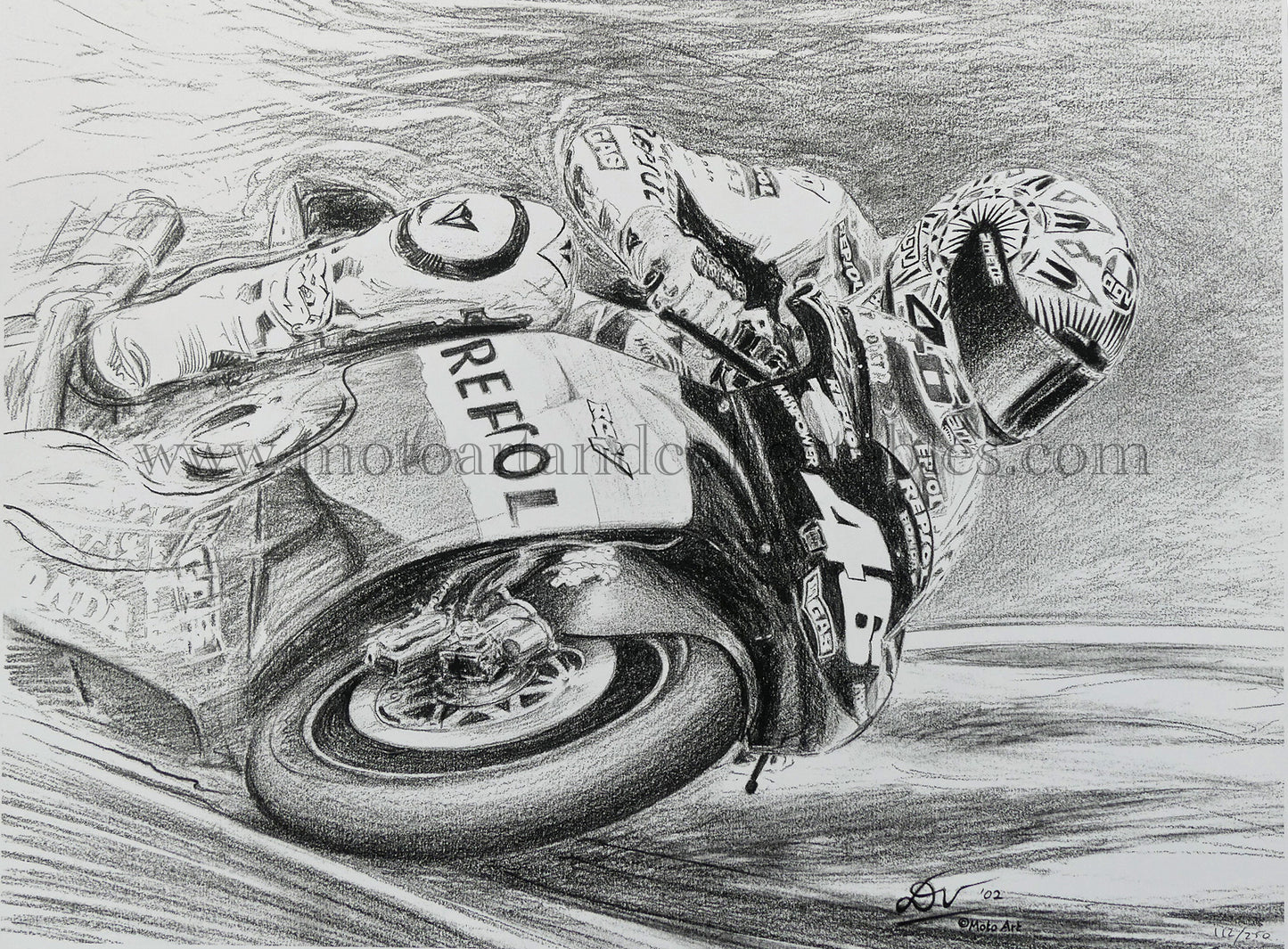 Valentino Rossi #46 Black & White Print - by Diederick De Vries